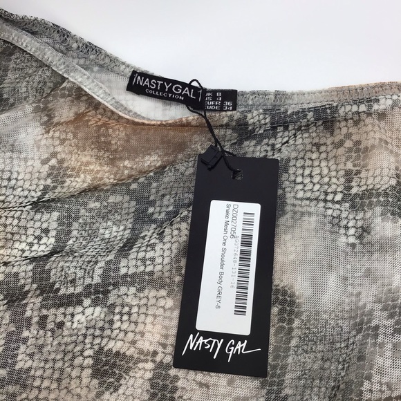 Nasty Gal | Sheer Snakeskin Print Bodysuit - Picture 3 of 4